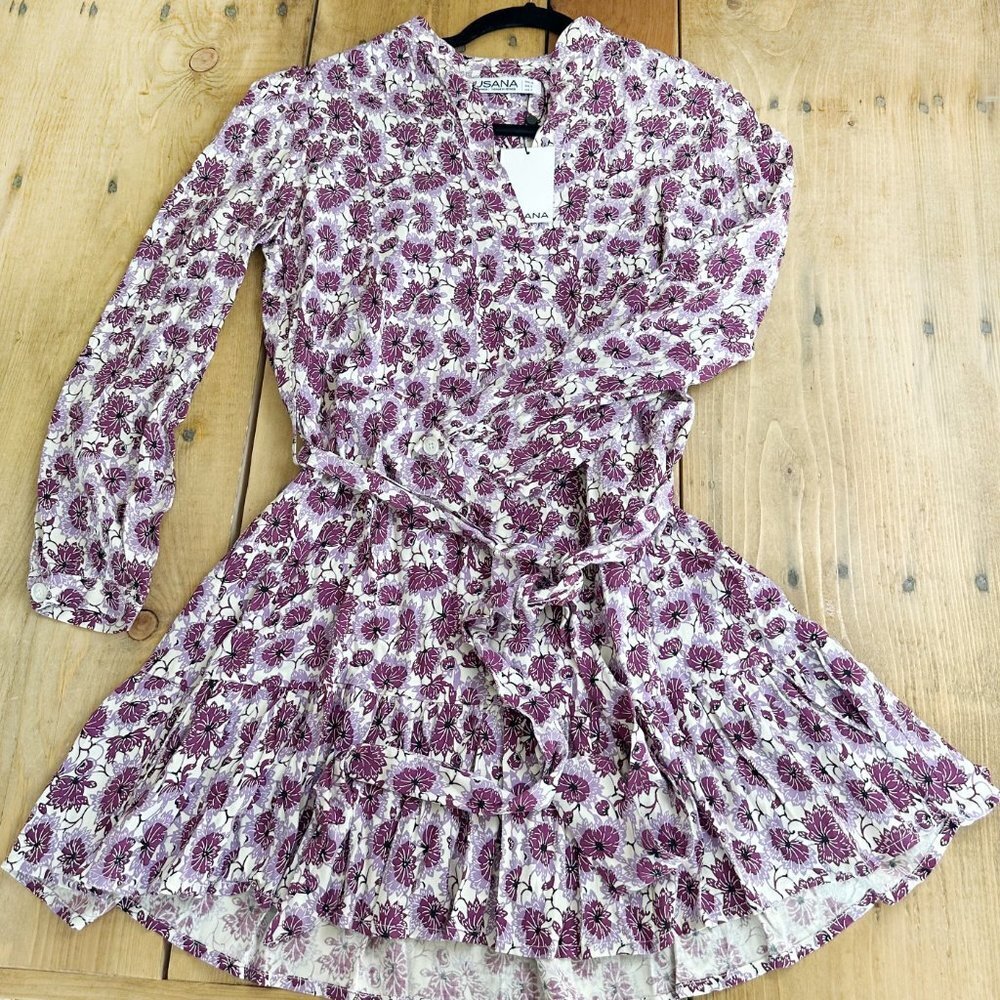 NWT Lusana Cleo Mini Dress Hana Floral Purple XS - Picture 3 of 9
